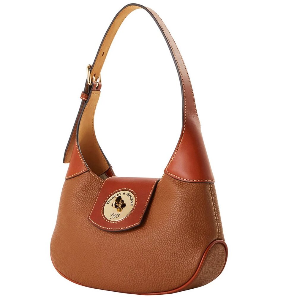 Dooney & Bourke Pebble Leather Turnlock Hobo Caramel ๐ - Picture 4 of 14